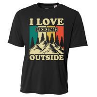 I Love Peeing Outside Funny Joke Camping Hiking Mountain Cooling Performance Crew T-Shirt