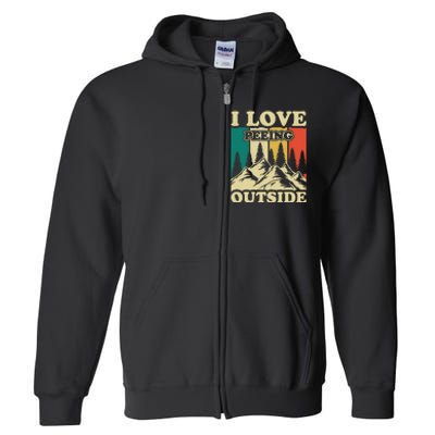 I Love Peeing Outside Funny Joke Camping Hiking Mountain Full Zip Hoodie