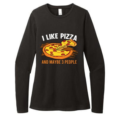 I Like Pizza And Maybe 3 People Pizza Fan Funny Pizza Gift Womens CVC Long Sleeve Shirt