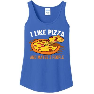 I Like Pizza And Maybe 3 People Pizza Fan Funny Pizza Gift Ladies Essential Tank