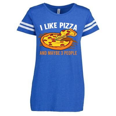 I Like Pizza And Maybe 3 People Pizza Fan Funny Pizza Gift Enza Ladies Jersey Football T-Shirt