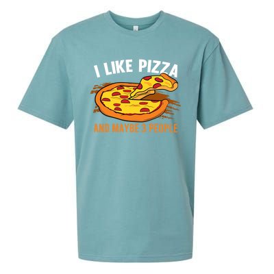 I Like Pizza And Maybe 3 People Pizza Fan Funny Pizza Gift Sueded Cloud Jersey T-Shirt