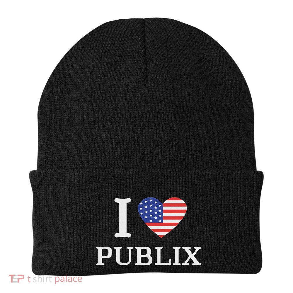 I Love Publix Usa Flag Funny Sarcastic Knit Cap Winter Beanie