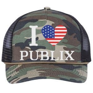 I Love Publix Usa Flag Funny Sarcastic Retro Rope Trucker Hat Cap