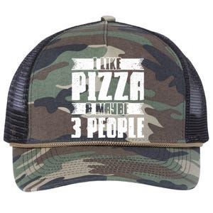 I Like Pizza And Maybe 3 People Pizza Lover Gift Retro Rope Trucker Hat Cap