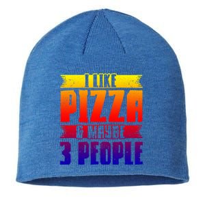 I Like Pizza And Maybe 3 People Pizza Lover Gift Sustainable Beanie