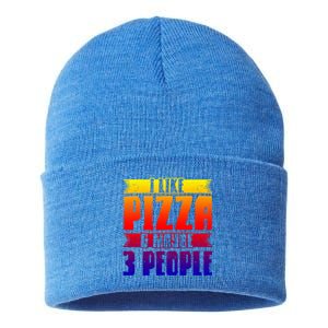 I Like Pizza And Maybe 3 People Pizza Lover Gift Sustainable Knit Beanie