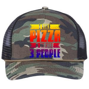 I Like Pizza And Maybe 3 People Pizza Lover Gift Retro Rope Trucker Hat Cap