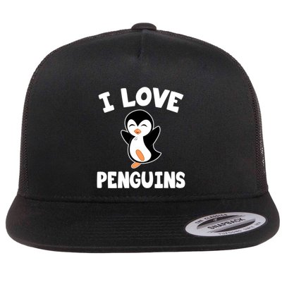 I Love Penguins Gift Cute Penguin Gift Flatbill Hat