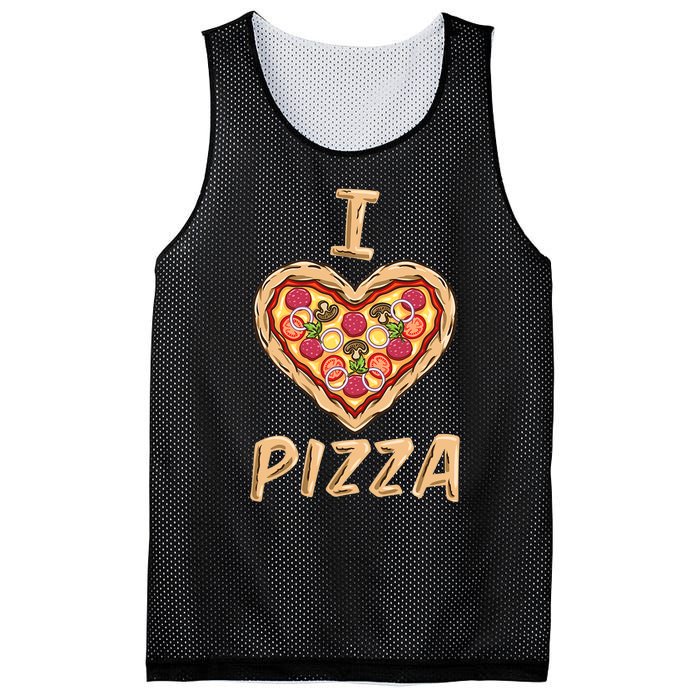 I Love Pizza for Pizza Lover Mesh Reversible Basketball Jersey Tank