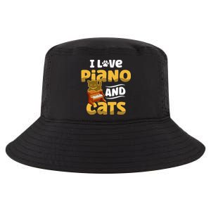 I Love Piano And Cats Musician Pianist Cat Kitty Cool Comfort Performance Bucket Hat