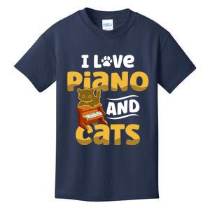 I Love Piano And Cats Musician Pianist Cat Kitty Kids T-Shirt