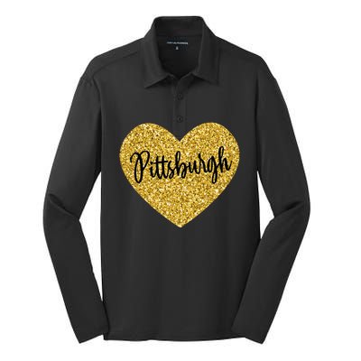 I Love Pittsburgh Pennsylvania USA Silk Touch Performance Long Sleeve Polo