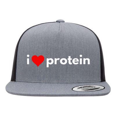 i love protein funny foodie Flat Bill Trucker Hat