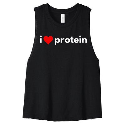 i love protein funny foodie Women's Racerback Cropped Tank