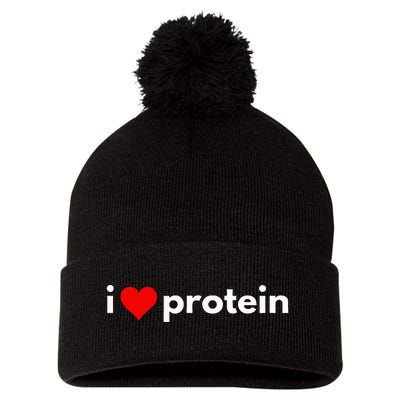 i love protein funny foodie Pom Pom 12in Knit Beanie