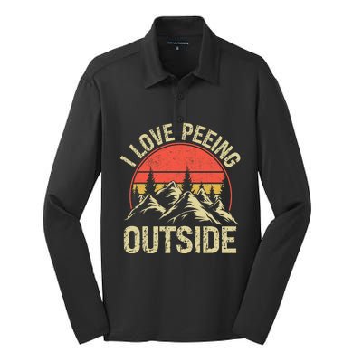 I Love Peeing Outside Camping Lovers Camper Funny Silk Touch Performance Long Sleeve Polo