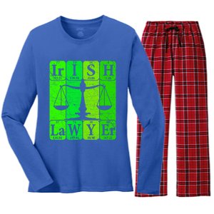 Irish Lawyer Periodic Table Elets Nerd Attorney Gift Women's Long Sleeve Flannel Pajama Set 