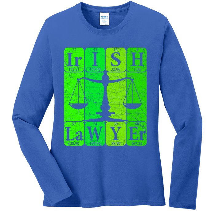 Irish Lawyer Periodic Table Elets Nerd Attorney Gift Ladies Long Sleeve Shirt