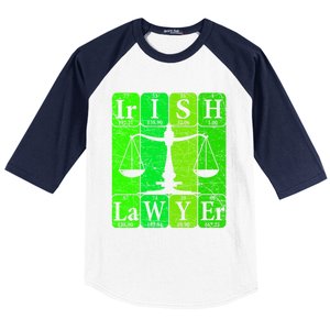 Irish Lawyer Periodic Table Elets Nerd Attorney Gift Baseball Sleeve Shirt