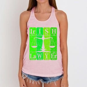 Irish Lawyer Periodic Table Elets Nerd Attorney Gift Women's Knotted Racerback Tank