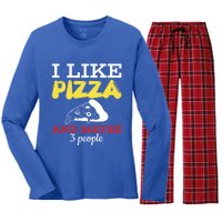 I Like Pizza And Maybe 3 People Gift Women's Long Sleeve Flannel Pajama Set 