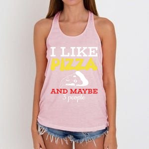 I Like Pizza And Maybe 3 People Gift Women's Knotted Racerback Tank