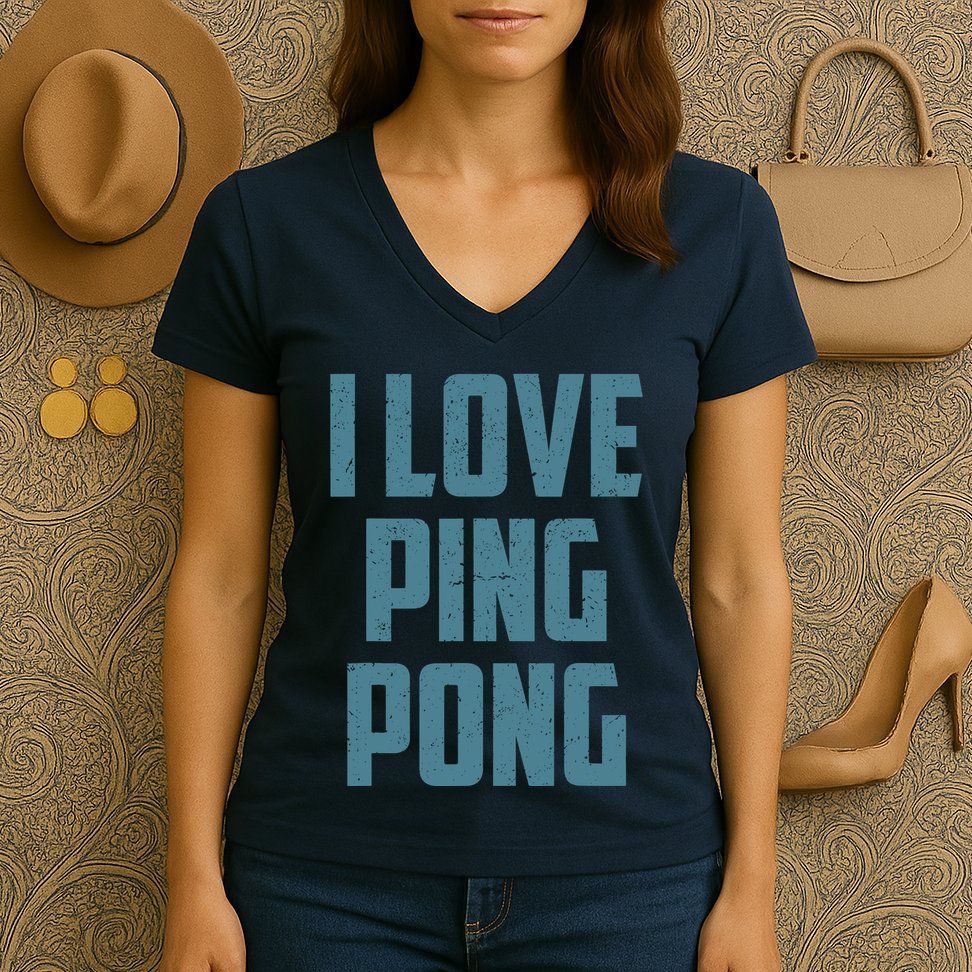 I Love Ping Pong Table Tennis Player Quote Women's V-Neck T-Shirt
