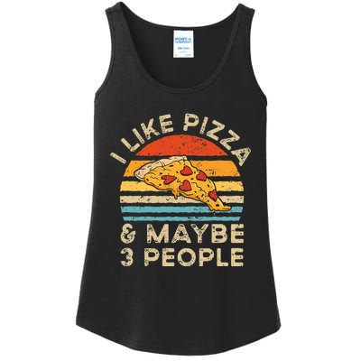 I Like Pizza And Maybe 3 People Retro Vintage Ladies Essential Tank