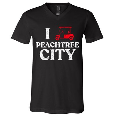 I Love Peachtree City GA Funny Golf Cart State of Georgia V-Neck T-Shirt