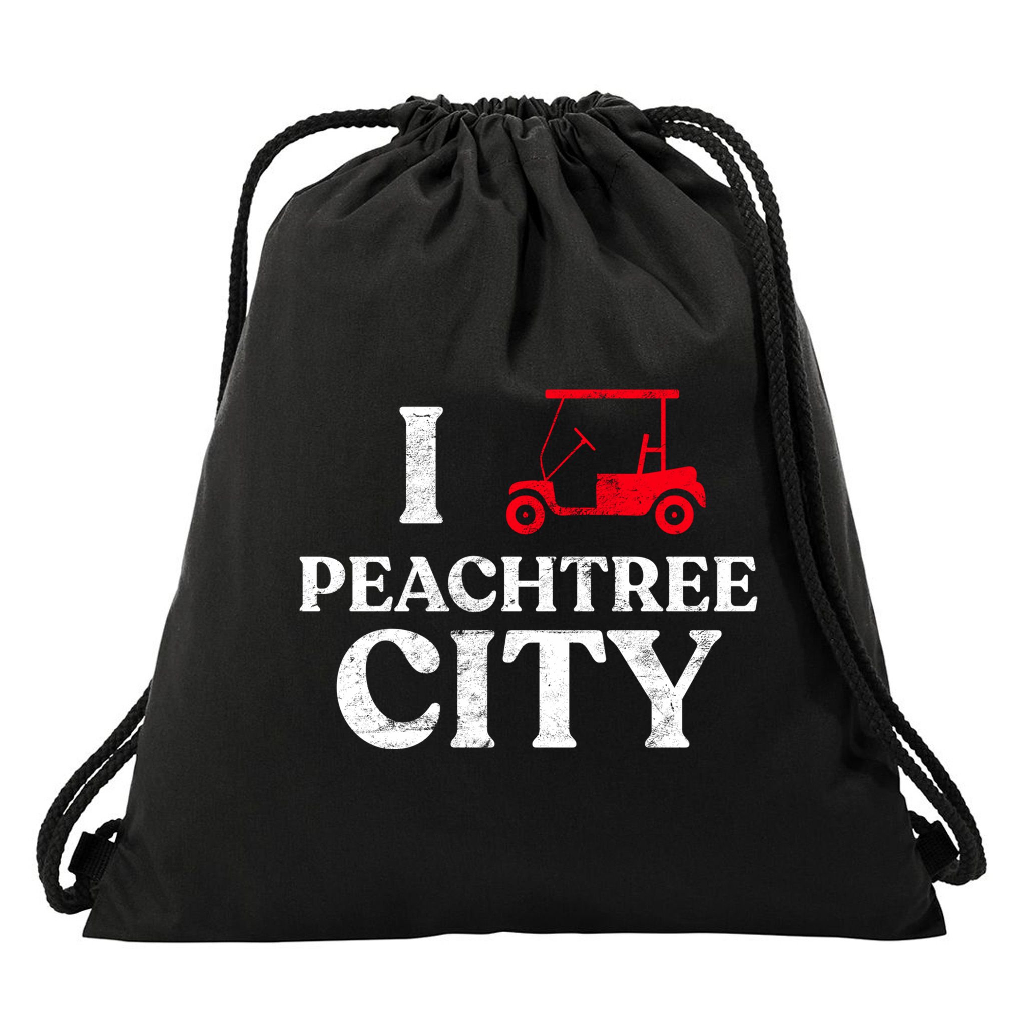 I Love Peachtree City GA Funny Golf Cart State of Georgia Drawstring Bag