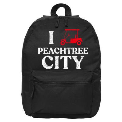 I Love Peachtree City GA Funny Golf Cart State of Georgia 16 in Basic Backpack