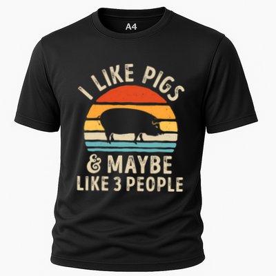 I Like Pigs And Maybe Like 3 People Pig Lover Farmer Retro Performance Shirt