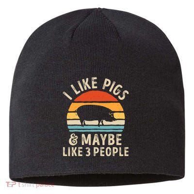 I Like Pigs And Maybe Like 3 People Pig Lover Farmer Retro Sustainable Beanie