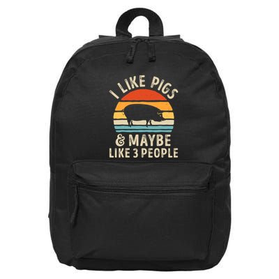 I Like Pigs And Maybe Like 3 People Pig Lover Farmer Retro 16 in Basic Backpack