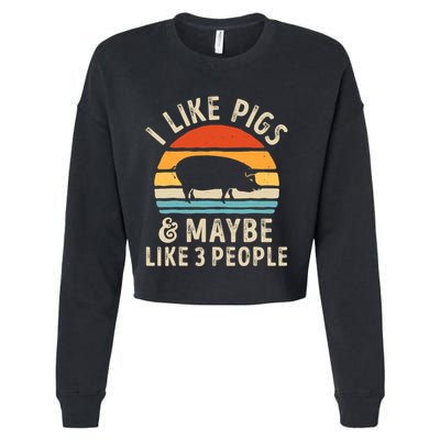 I Like Pigs And Maybe Like 3 People Pig Lover Farmer Retro Cropped Pullover Crew