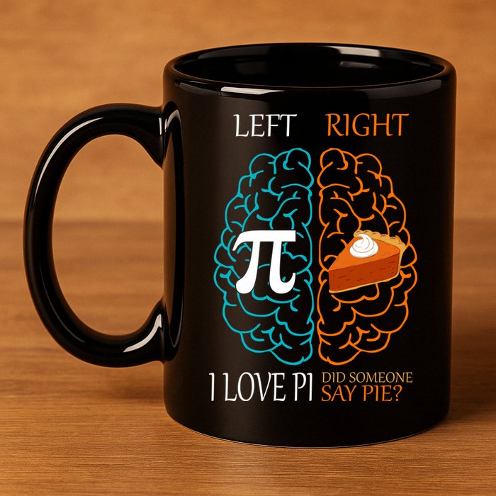 I Love Pie Funny Brain 11oz C Handle Ceramic Mug