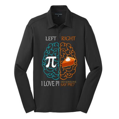 I Love Pie Funny Brain Silk Touch Performance Long Sleeve Polo