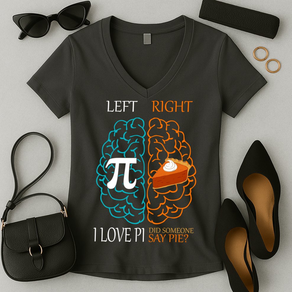 I Love Pie Funny Brain Women's V-Neck T-Shirt