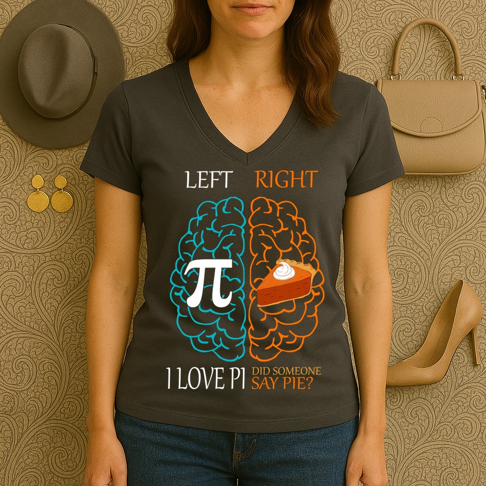 I Love Pie Funny Brain Women's V-Neck T-Shirt