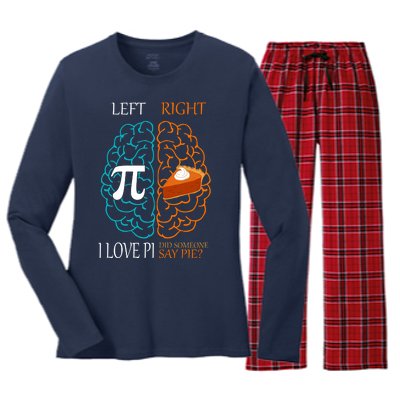 I Love Pie Funny Brain Women's Long Sleeve Flannel Pajama Set 