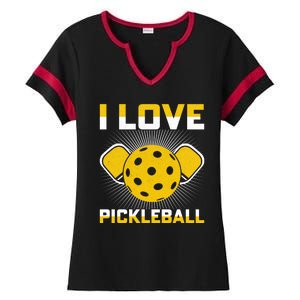 I Love Pickleball Paddle Ladies Halftime Notch Neck Tee