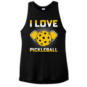 I Love Pickleball Paddle Ladies PosiCharge Tri-Blend Wicking Tank