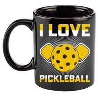 I Love Pickleball Paddle 11oz C Handle Ceramic Mug