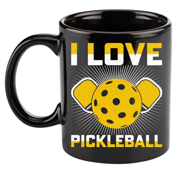 I Love Pickleball Paddle 11oz C Handle Ceramic Mug