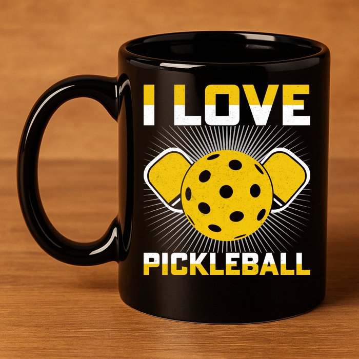 I Love Pickleball Paddle 11oz C Handle Ceramic Mug