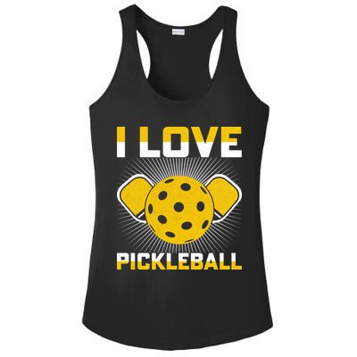 I Love Pickleball Paddle Ladies PosiCharge Competitor Racerback Tank