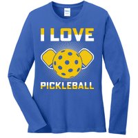 I Love Pickleball Paddle Ladies Long Sleeve Shirt