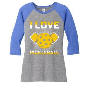 I Love Pickleball Paddle Women's Tri-Blend 3/4-Sleeve Raglan Shirt