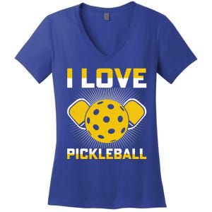 I Love Pickleball Paddle Women's V-Neck T-Shirt